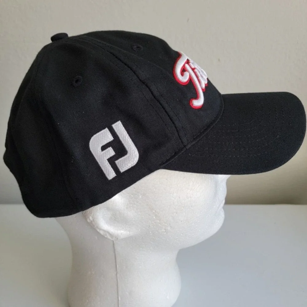 Titleist FootJoy FJ Golf Strapback Hat Cap‎ Logo Black Red Adjustable Men